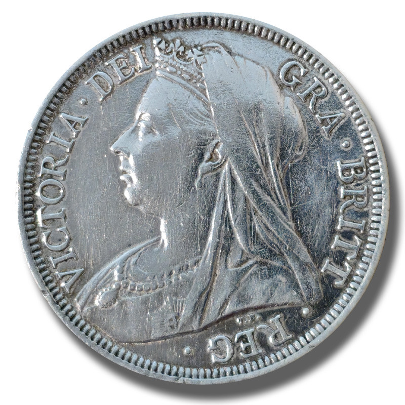 1900 United Kingdom Victoria Veiled Head Half Crown Silver Coin